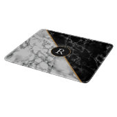 Trendy Black & White Marmor Stone - Add Letter/Yea Schneidebrett (Ecke)