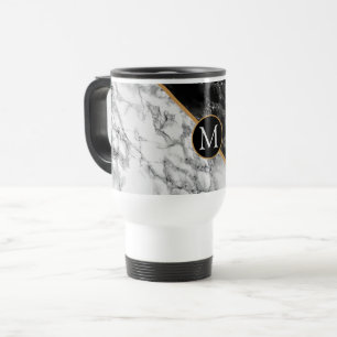 Trendy Black & White Marmor Stone - Fügen Sie Ihr Reisebecher
