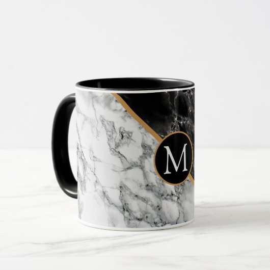 Trendy Black & White Marmor Stone - Fügen Sie Ihre Tasse (Vorderseite Links)