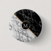 Trendy Black & White Marmorstein - Fügen Sie Ihren Button (Vorderseite)