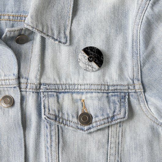 Trendy Black & White Marmorstein - Fügen Sie Ihren Button (Beispiel)