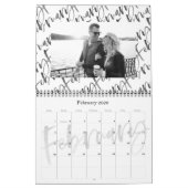 Trendy Black & White Pinsel Skript-Collage Kalender (Feb 2026)