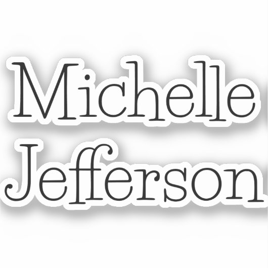 Trendy Black & White Script Name Chic Aufkleber (Vorderseite)