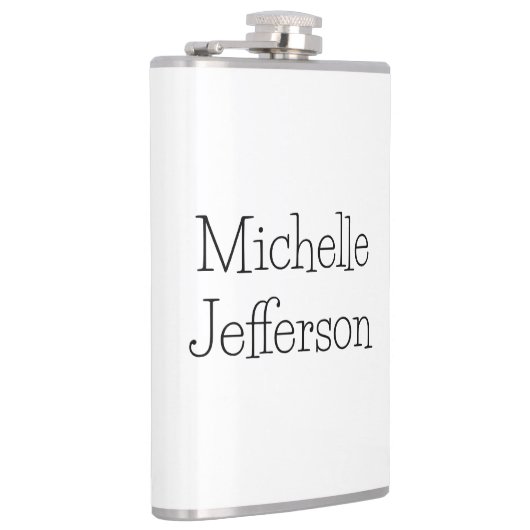 Trendy Black & White Script Name Chic Flachmann (Rechts)