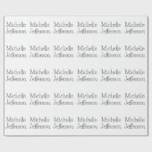 Trendy Black & White Script Name Chic Geschenkpapier (Flach)