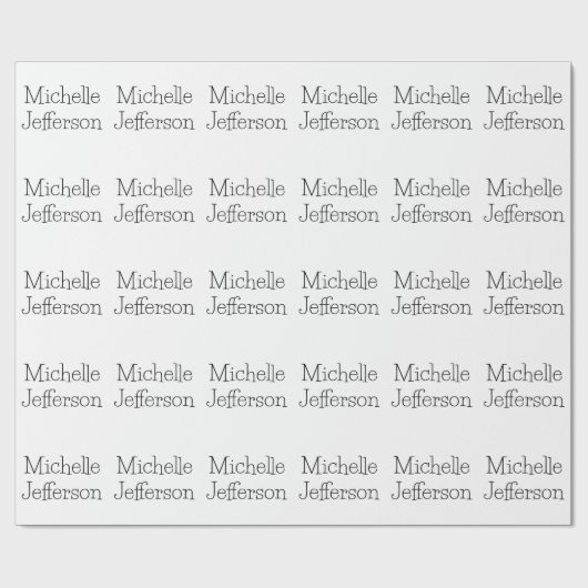 Trendy Black & White Script Name Chic Geschenkpapier (Flach)