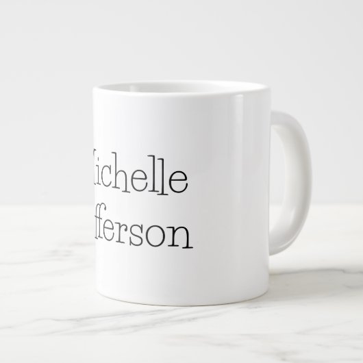 Trendy Black & White Script Name Chic Jumbo-Tasse (Vorderseite Rechts)