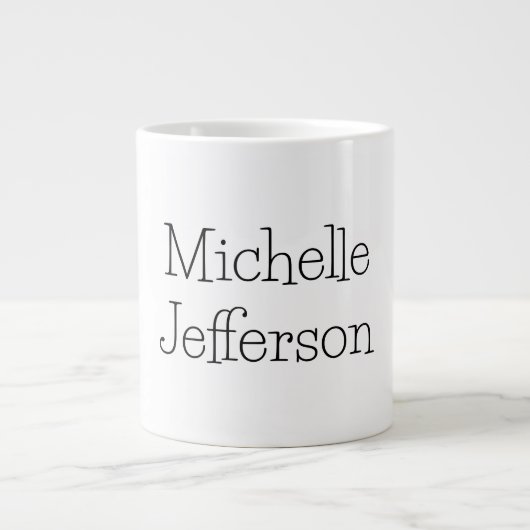 Trendy Black & White Script Name Chic Jumbo-Tasse (Vorderseite)