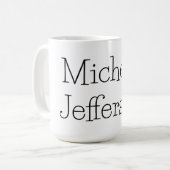 Trendy Black & White Script Name Chic Kaffeetasse (Vorderseite Links)