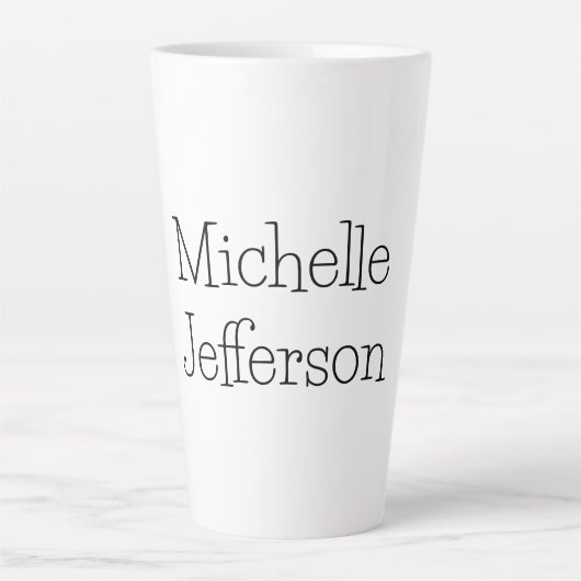 Trendy Black & White Script Name Chic Milchtasse (Vorderseite)