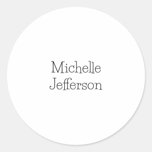 Trendy Black & White Script Name Chic Runder Aufkleber (Vorderseite)