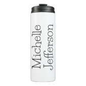 Trendy Black & White Script Name Chic Thermosbecher (Vorderseite)