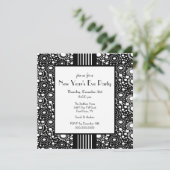 Trendy Black & White Silvester Einladung (Stehend Vorderseite)
