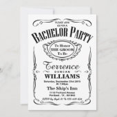 Trendy Black & White Typografy Bachelor Party Einladung (Vorderseite)