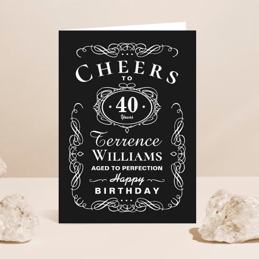 Trendy Black & White Typografy Birthday Karte