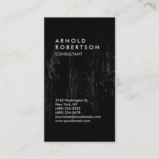 Trendy Black Wood Effect Moderne Visitenkarte (Vorderseite)