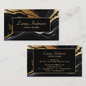 Trendy Black yellow Gold faux marble Visitenkarte (Vorne/Hinten)