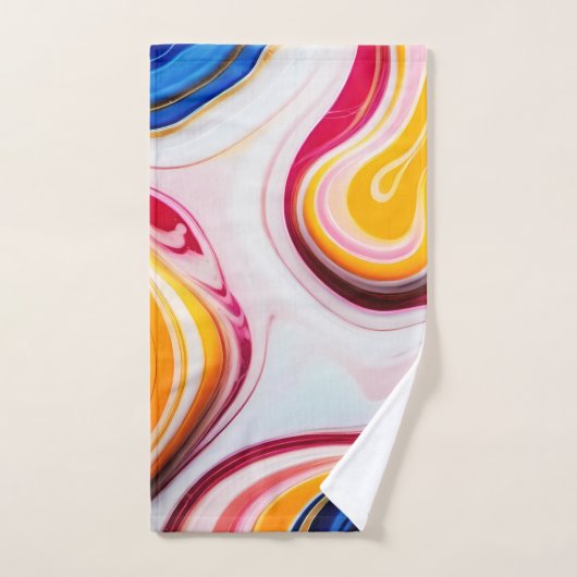 Trendy Blau Rosa, gelb-weiß Imitat Marmor Badhandtuch Set (Handtuch)