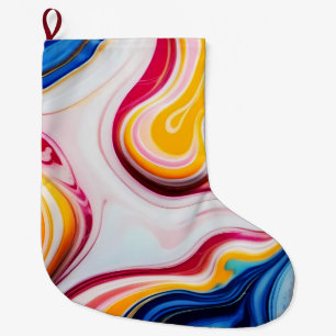 Trendy Blau Rosa, gelb-weiß Imitat Marmor Großer Weihnachtsstrumpf