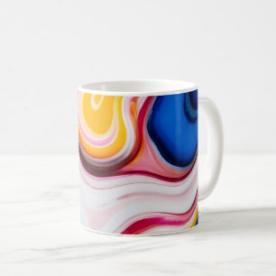 Trendy Blau Rosa, gelb-weiß Imitat Marmor Kaffeetasse