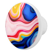 Trendy Blau Rosa, gelb-weiß Imitat Marmor Keramikknauf (Rechts)