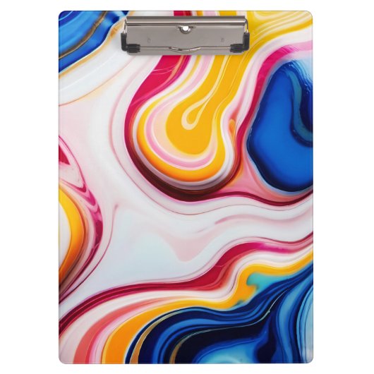 Trendy Blau Rosa, gelb-weiß Imitat Marmor Klemmbrett (Vorderseite)