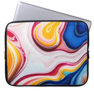 Trendy Blau Rosa, gelb-weiß Imitat Marmor Laptopschutzhülle