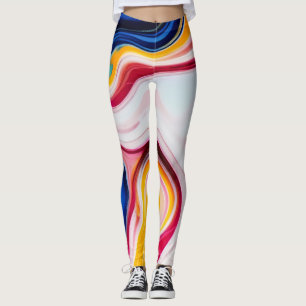 Trendy Blau Rosa, gelb-weiß Imitat Marmor Leggings