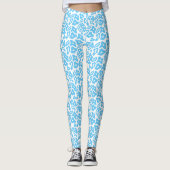 Trendy Blau und Weiß Muster Leggings (Vorderseite)