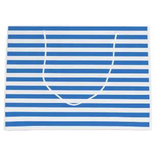 Trendy Blau Weiß gestreifte Vorlage Modernes Desig Große Geschenktüte