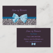 Trendy blauer und lila Leopard-Druck mit Band Visitenkarte (Vorne/Hinten)