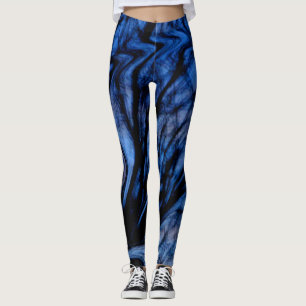 Trendy blauer und schwarzer abstrakter leggings