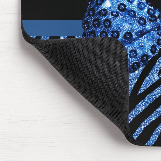 Trendy blauer Zebra-Druck IMITAT Glitz-Bogen mit Mousepad (Ecke)