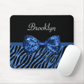 Trendy blauer Zebra-Druck IMITAT Glitz-Bogen mit Mousepad (Mit Mouse)