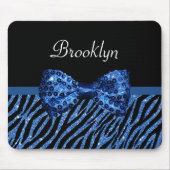 Trendy blauer Zebra-Druck IMITAT Glitz-Bogen mit Mousepad (Vorne)