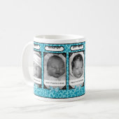 Trendy blaues Leopard-Baby-Foto und Name Kaffeetasse (Vorderseite Links)