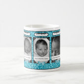 Trendy blaues Leopard-Baby-Foto und Name Kaffeetasse (Mittel)