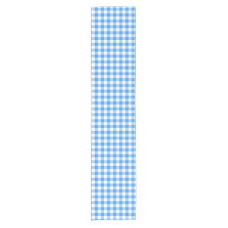 Trendy blaues und weißes Gingham-Karo-Muster Kurzer Tischläufer