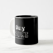 Trendy Bleibe Geweckt Schwarz und Weiß Zweifarbige Tasse (Vorderseite Links)