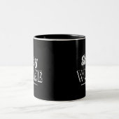Trendy Bleibe Geweckt Schwarz und Weiß Zweifarbige Tasse (Mittel)