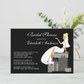 Trendy Blonde Bride Brautdusche Einladung Black (Stehend Vorderseite)