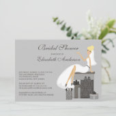 Trendy Blonde Bride Bridal Dusche Einladung Grau (Stehend Vorderseite)