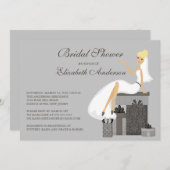 Trendy Blonde Bride Bridal Dusche Einladung Grau (Vorne/Hinten)