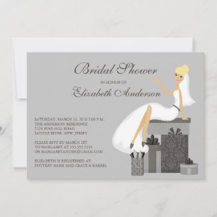 Trendy Blonde Bride Bridal Dusche Einladung Grau