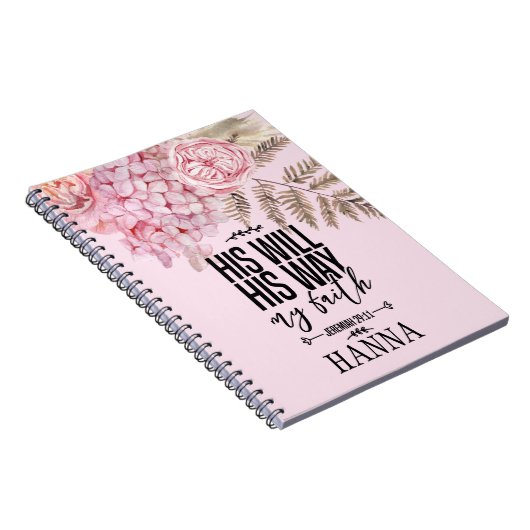 Trendy Bloral Pink Blush Pampas Grass Notebook Notizblock (Rechte Seite)