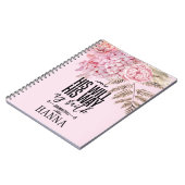 Trendy Bloral Pink Blush Pampas Grass Notebook Notizblock (Linke Seite)
