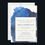 Trendy Blue Abstrakt Watercolor Bat Bar Mitzvah Einladung<br><div class="desc">Trendy Blue Indigo Abstrakt Watercolor Bat Bar Mitzvah Einladung</div>