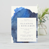 Trendy Blue Abstrakt Watercolor Splash Wedding