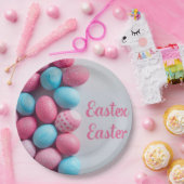 Trendy Blue and Pink Easter Eggs Pattern Paper  Pappteller (Party)