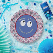 Trendy Blue and Red Digital Musterpapiertafel Pappteller (Party)